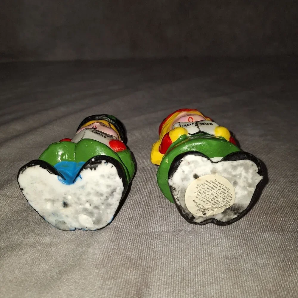 1981 Vtg Christmas Candles - Carolers Novelty Figural Candles Lot of 2